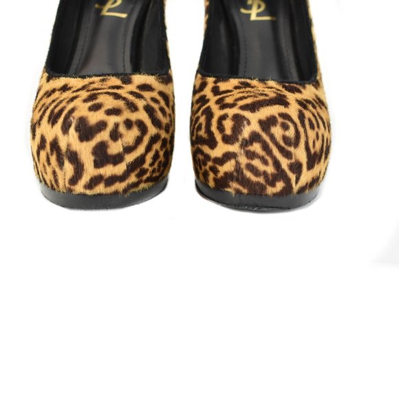 YVES SAINT LAURENT "Tribtoo": Leopard, Calf-Hair Platform Heels/Pumps - Picture 4 of 10